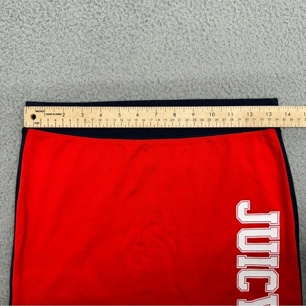 Juicy Couture Mini Skirt Girls 16 Red Blue Logo Stripe Stretch Cheerleader Y2K